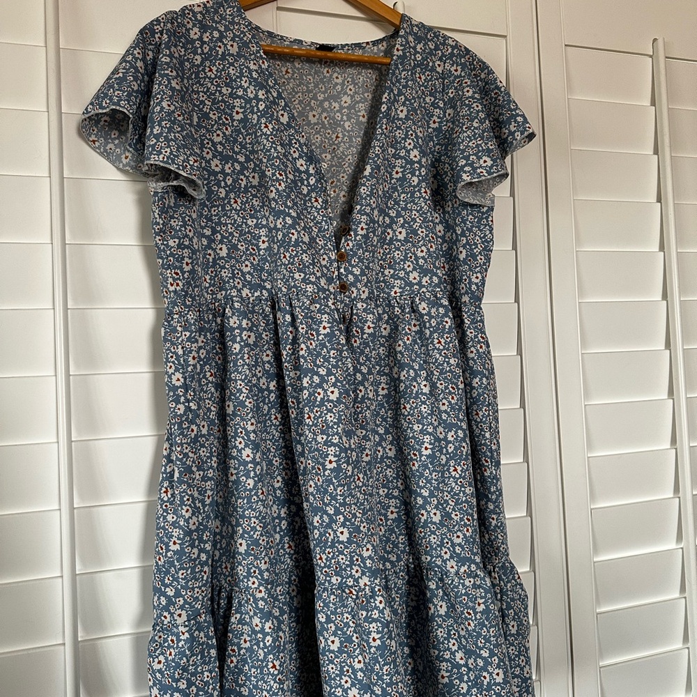 SHEIN Blue Floral Mini Dress
